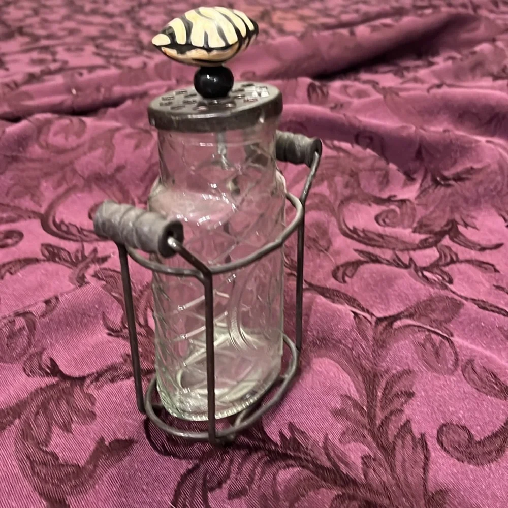 Vintage decorative glass jar with stand